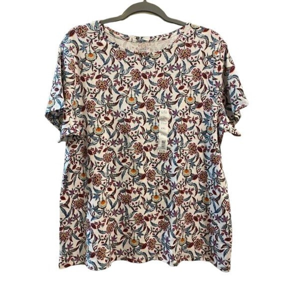 Women's XXL T-Shirt Top Croft & Barrow Short Sleeve Crewneck Cotton Classic NWT